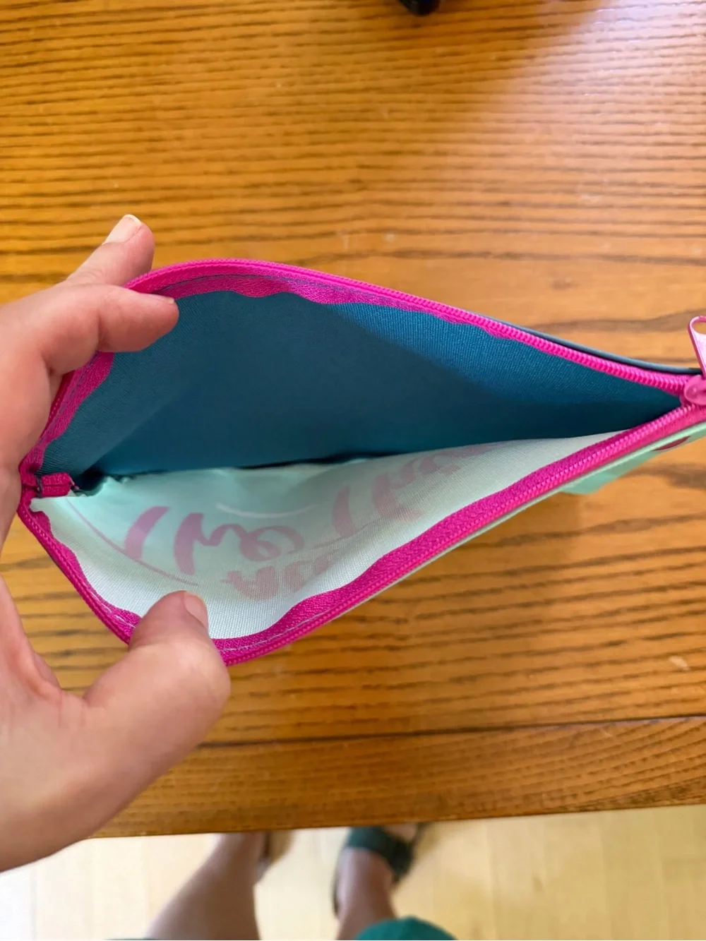 Birchbox NWOT Cosmetic Makeup Bag Pouch Aqua Pink Zip Travel Organizer